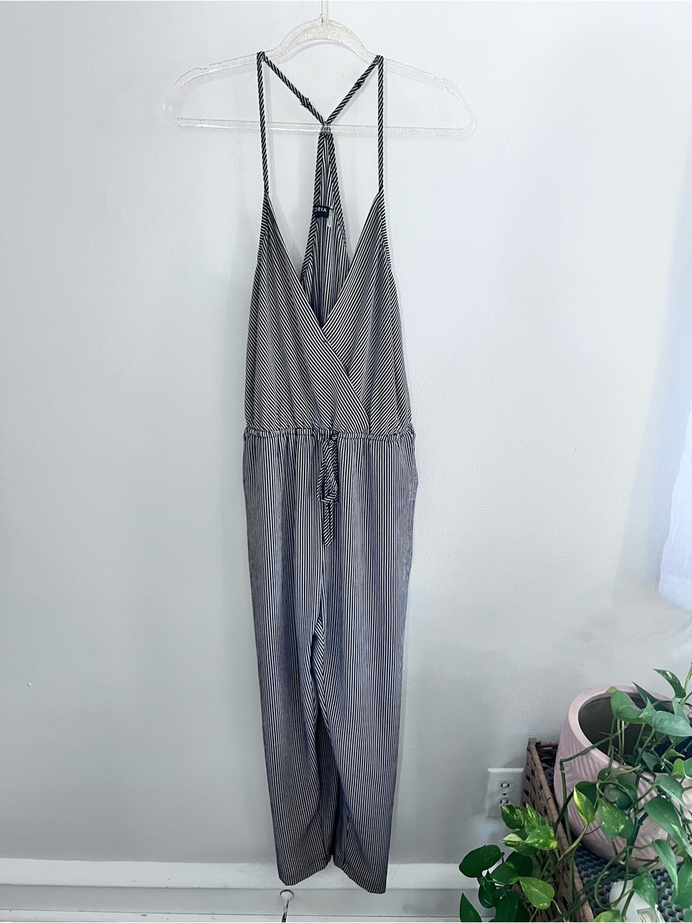 STORIA Pin Striped Racerback Jumpsuit